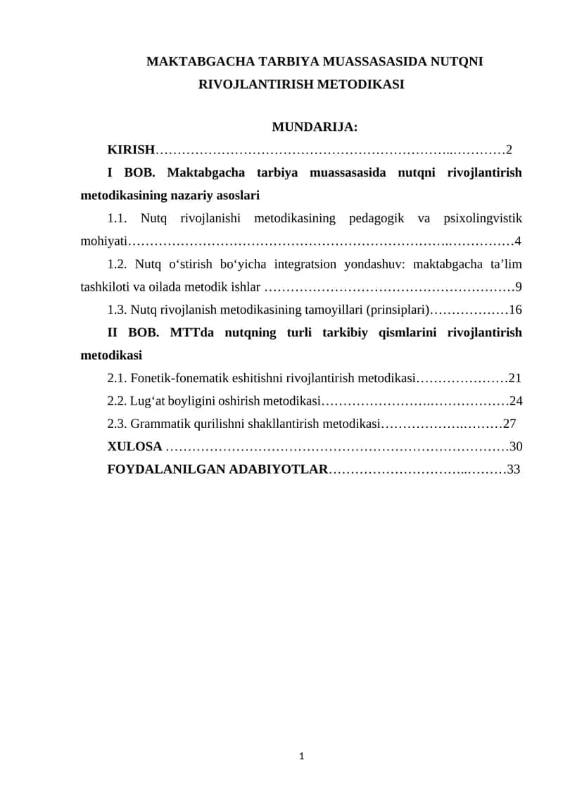 Maktabgacha tarbiya muassasasida nutqni rivojlantirish metodikasi 1