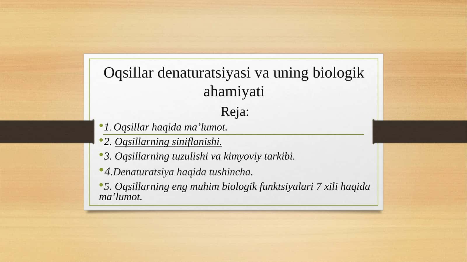 Oqsillar denaturatsiyasi va uning biologik ahamiyati 1