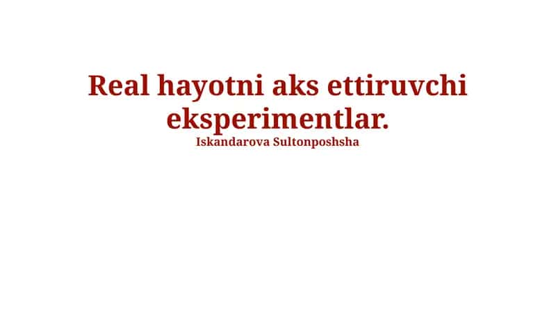 Tajriba Dizayni va Amaldagi Qo'llanilishi 1