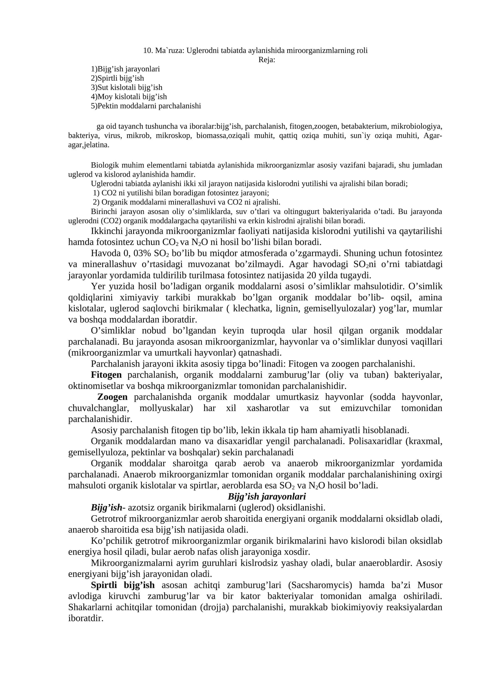 Uglerod va kislorod aylanishi 1