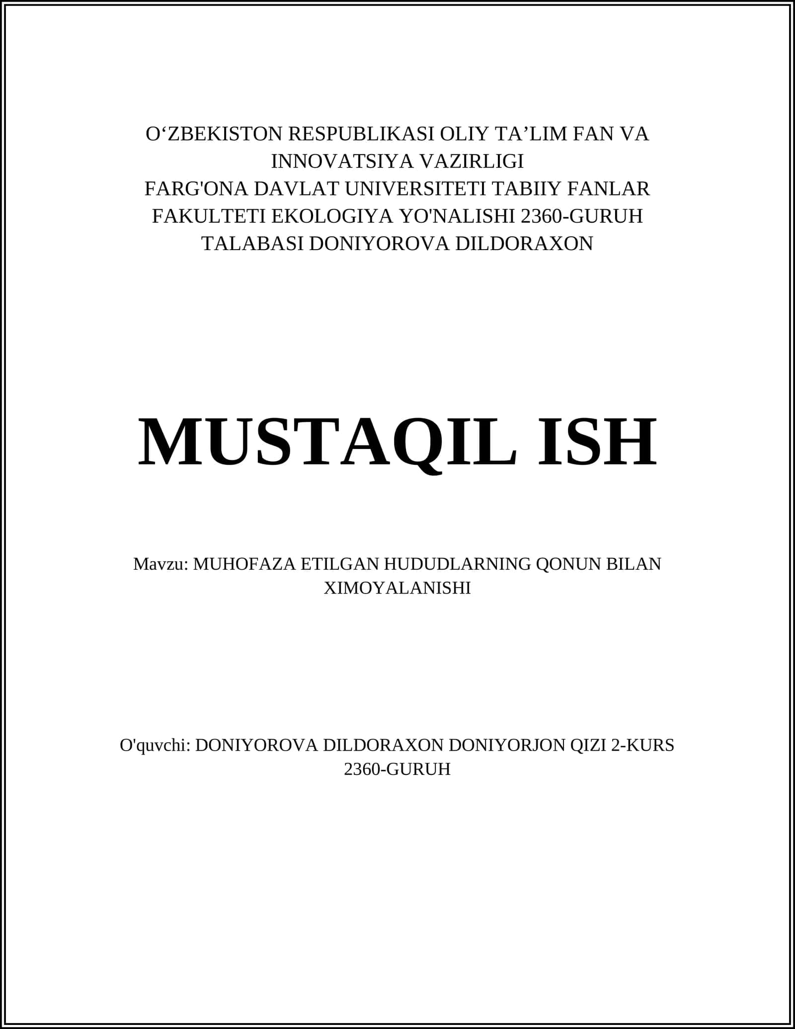 MUHOFAZA ETILGAN HUDUDLARNING QONUN BILAN XIMOYALANISHI 1