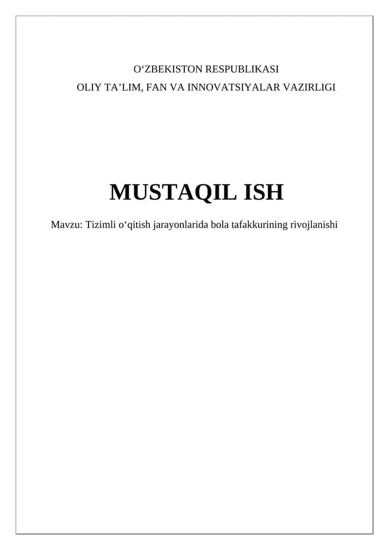Strukturalashgan o'quv jarayonlarida bola tafakkurining rivojlanishi 1