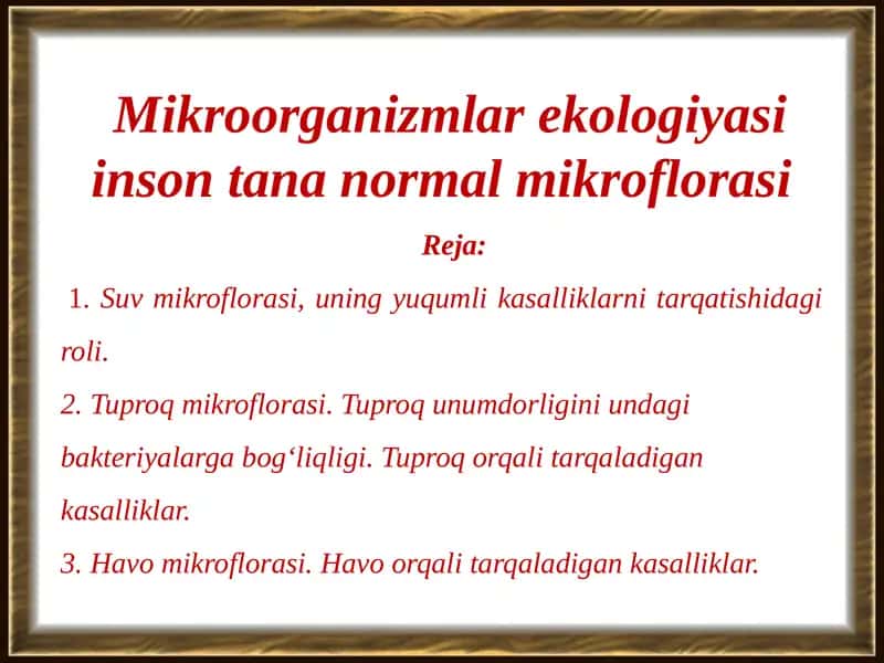 Mikroorganizmlar ekologiyasi 1
