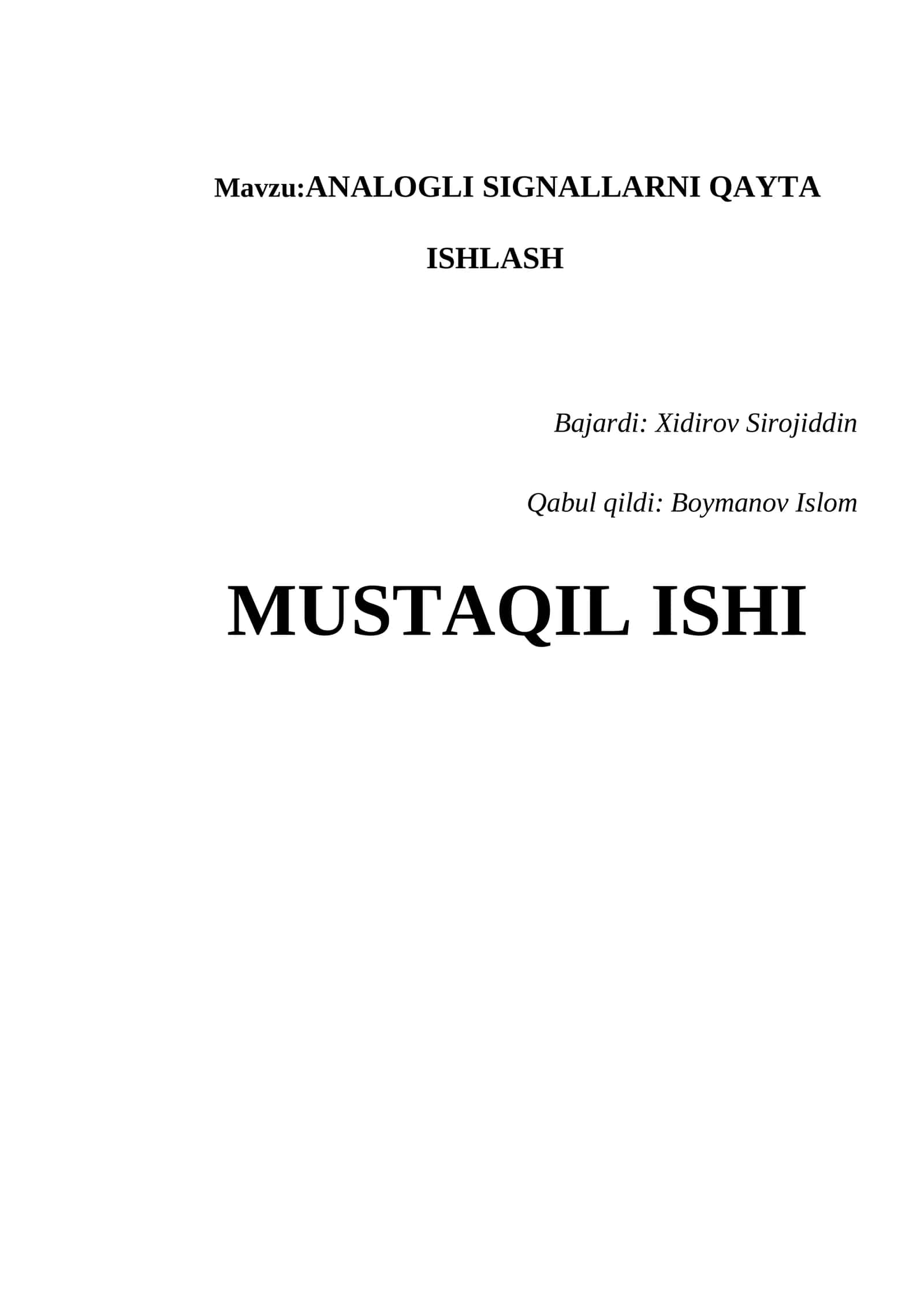 ANALOGLI SIGNALLARNI QAYTA ISHLASH 1