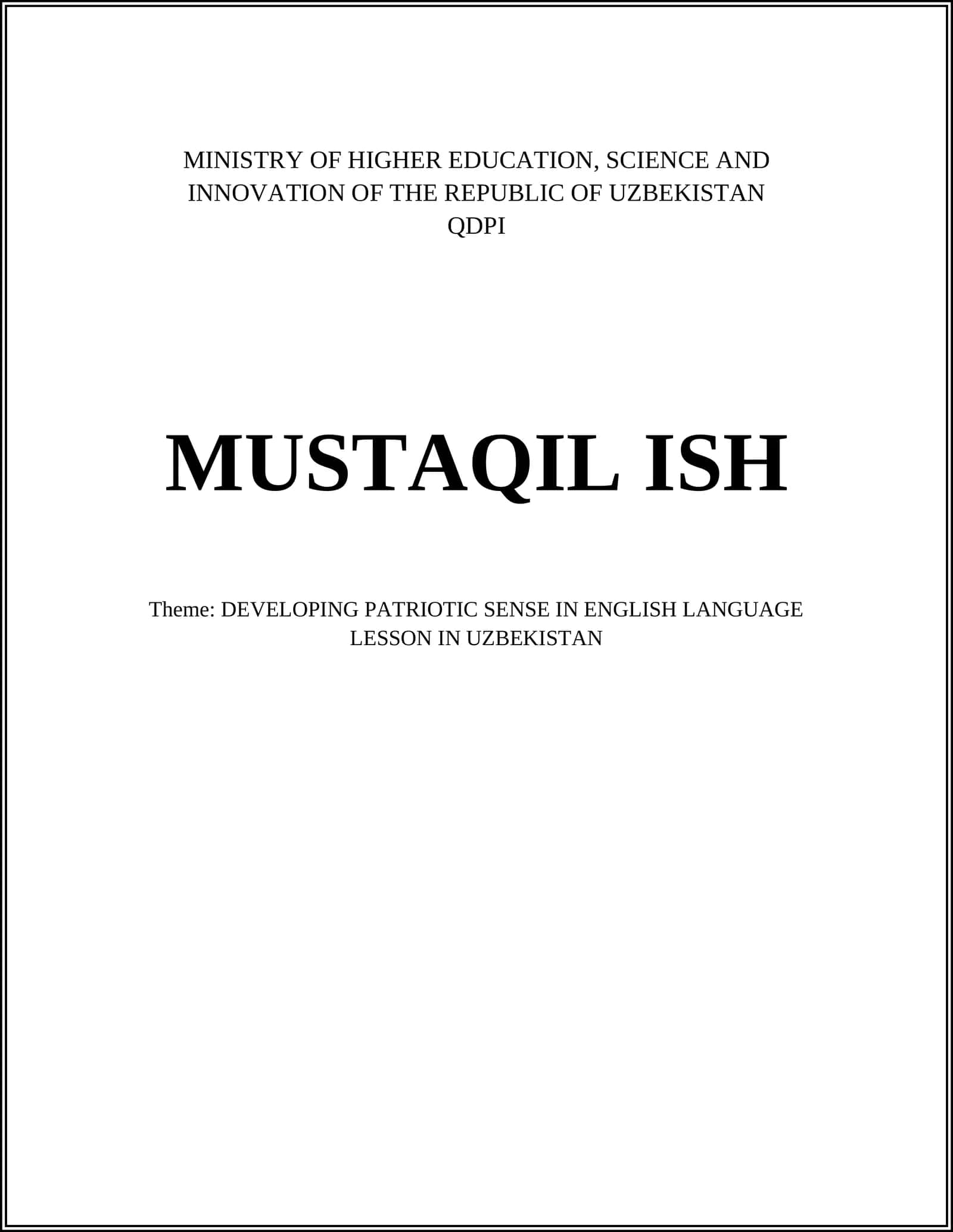 DEVELOPING PATRIOTIC SENSE IN ENGLISH LANGUAGE LESSON IN UZBEKISTAN 1