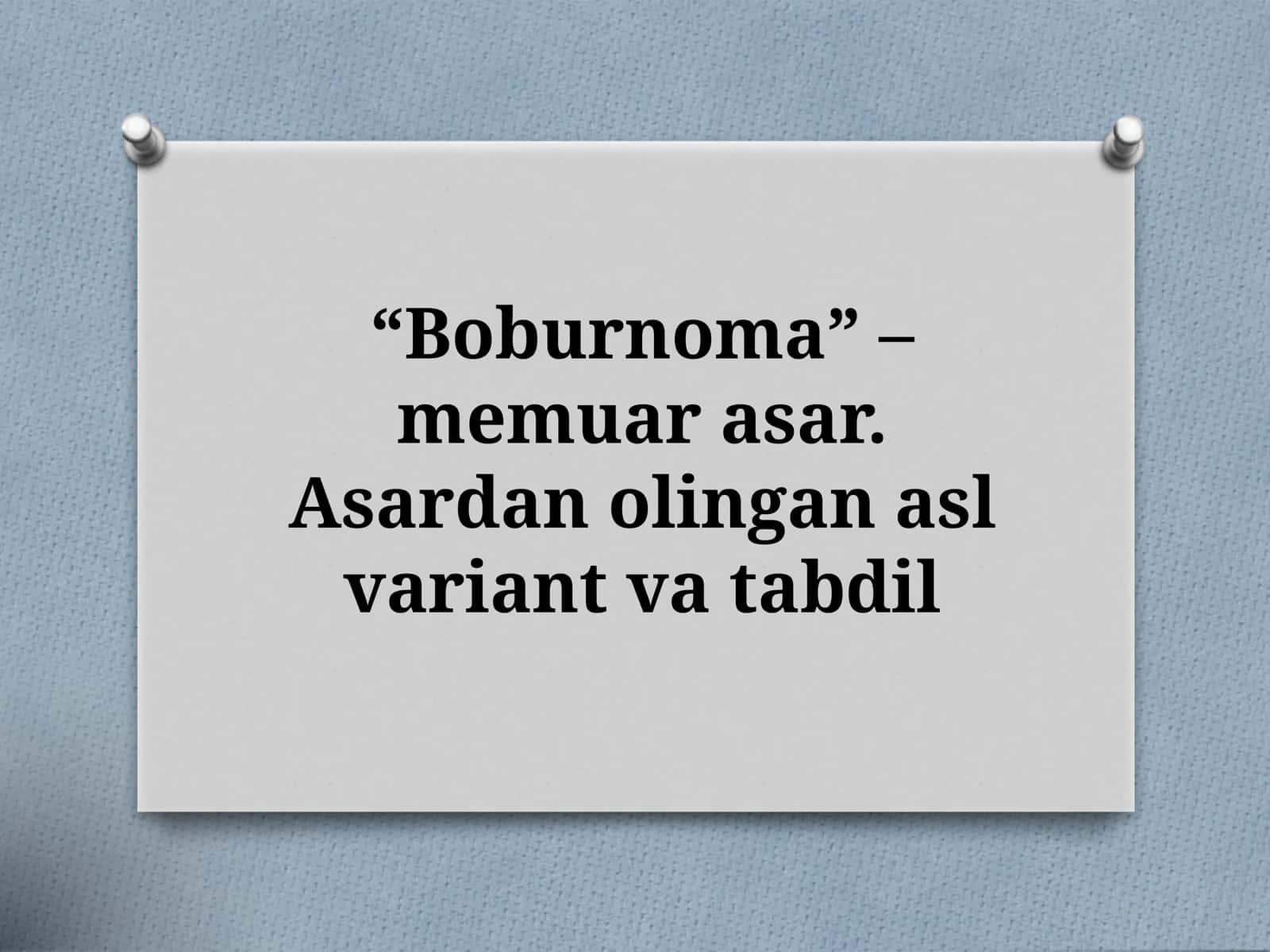 Boburnoma 1