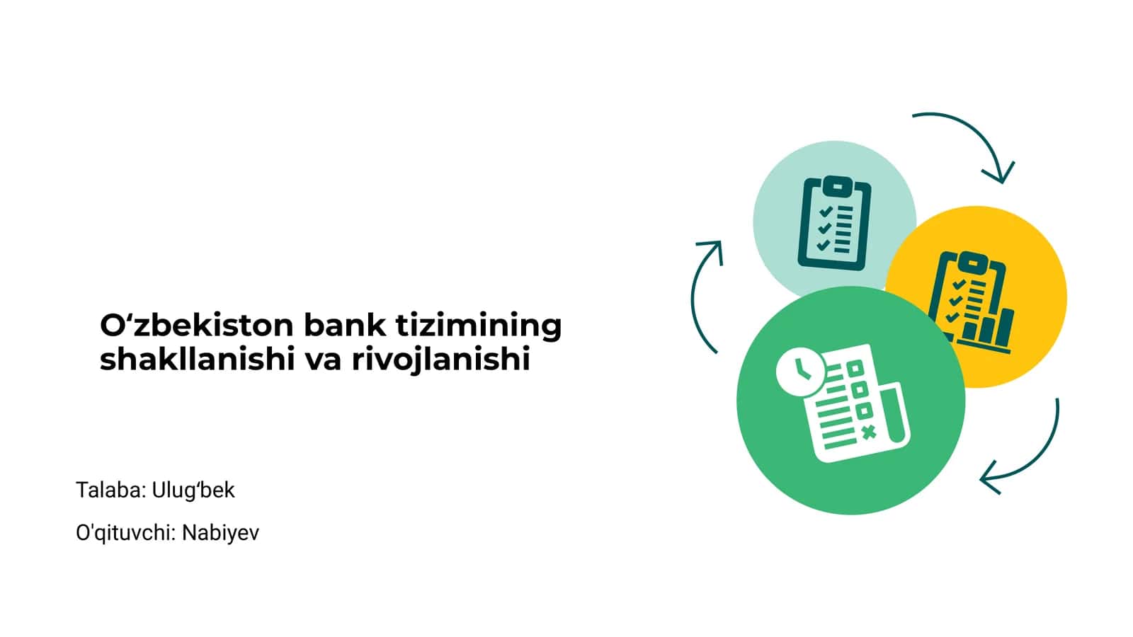 Oʻzbekiston bank tizimining shakllanishi va rivojlanishi 1