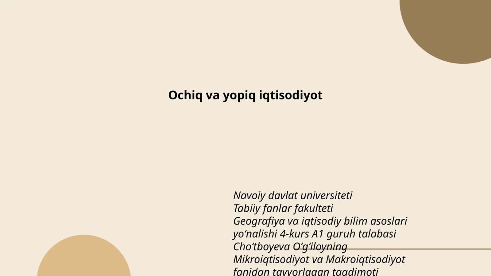 Mikroiqtisodiyot va Makroiqtisodiyot taqdimoti 1