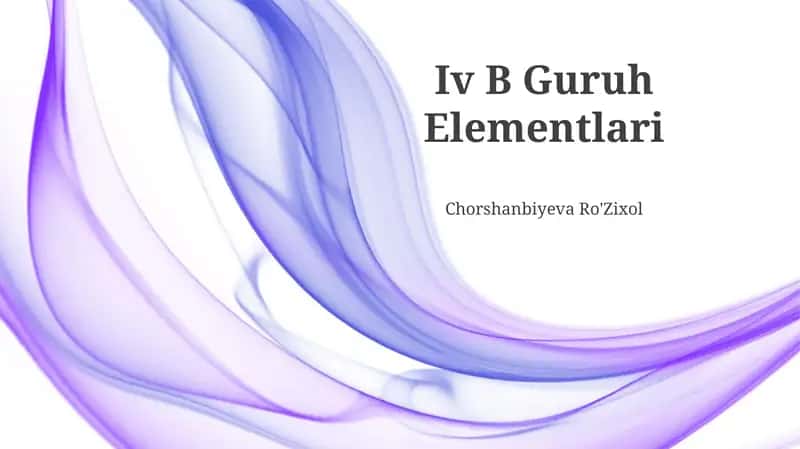 Iv B Guruh Elementlari 1