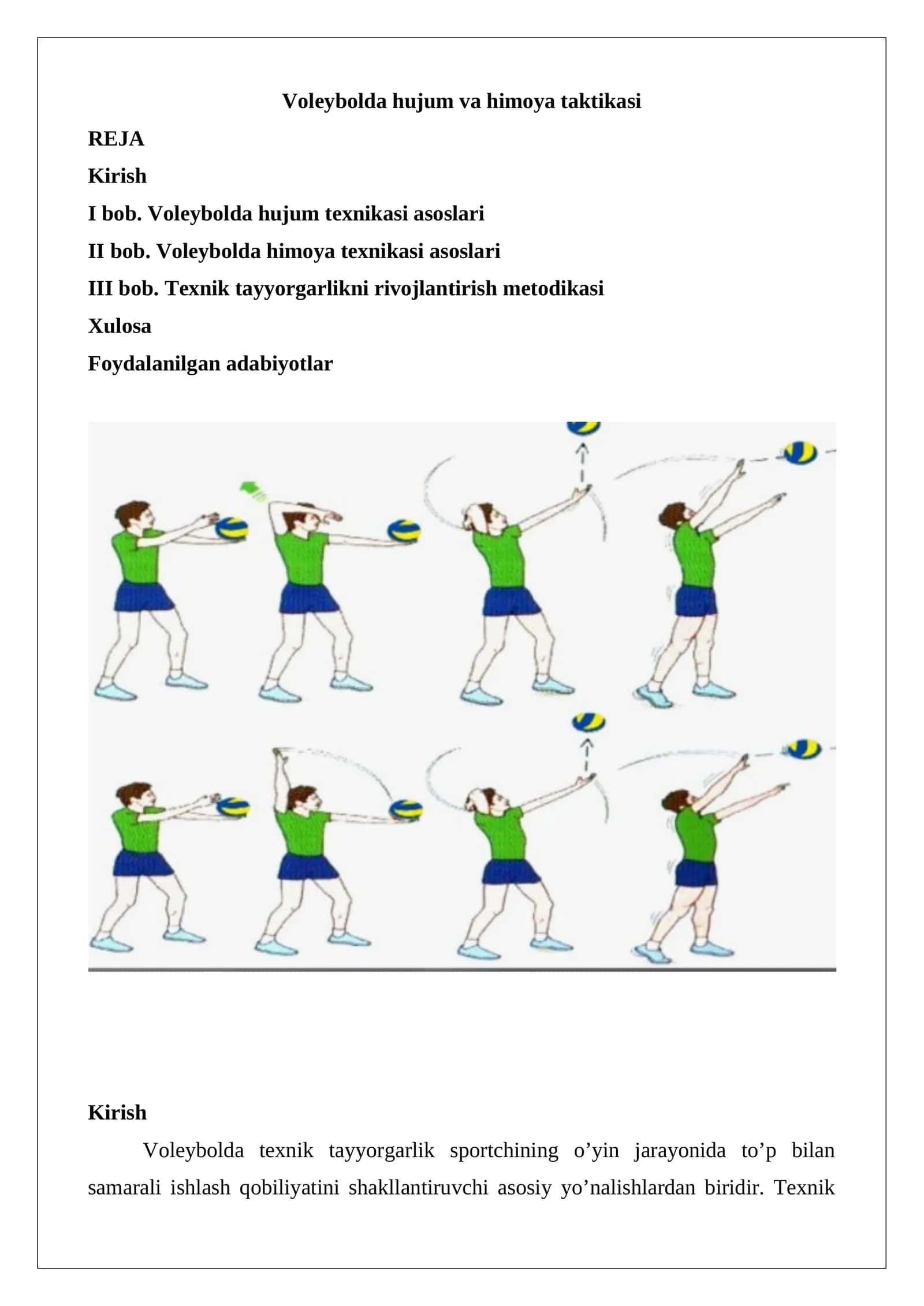 Voleybolda hujum va himoya taktikasi 1