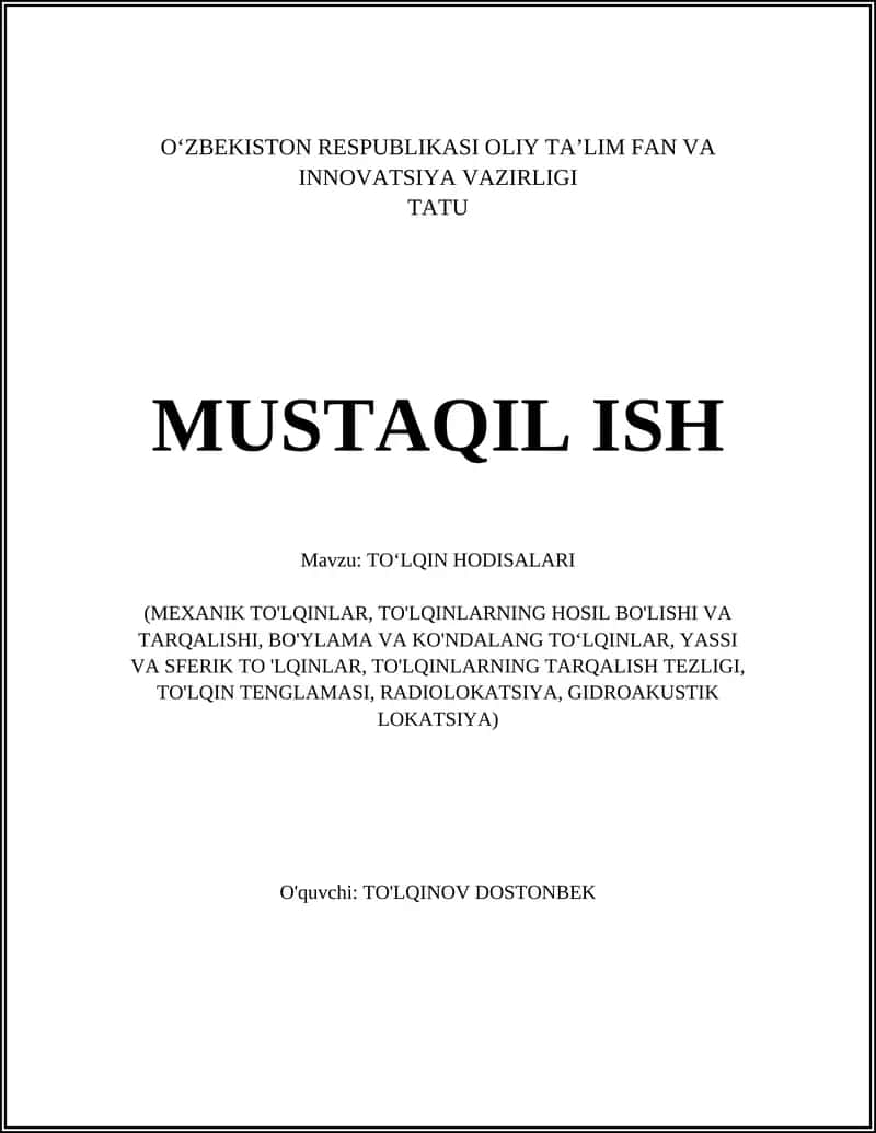 TOʻLQIN HODISALARI 1