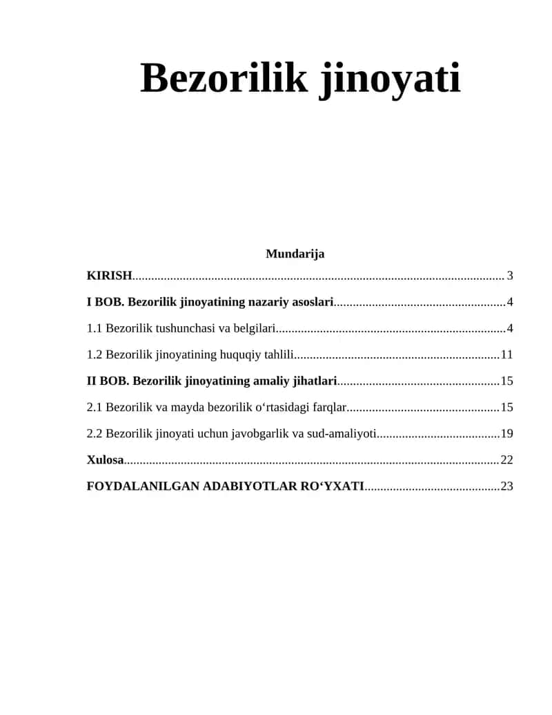 Bezorilik jinoyati 1