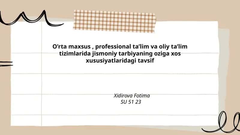 O’rta maxsus, professional va oliy ta’lim tizimlarida jismoniy tarbiyaning nazariy asoslari 1