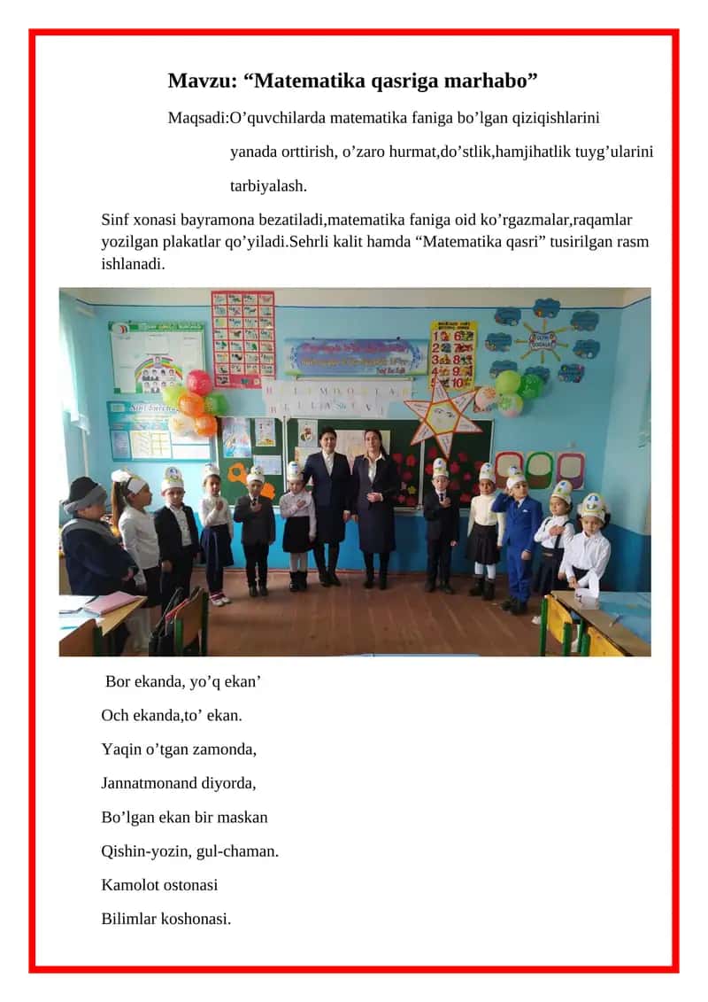 “Matematika qasriga marhabo” 1