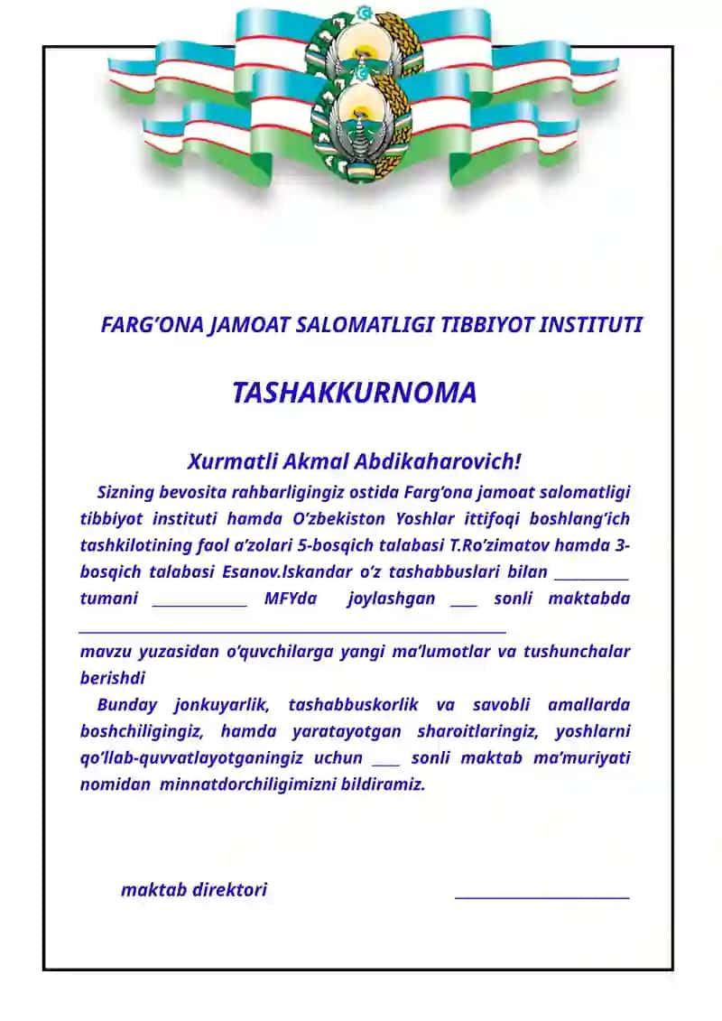 TASHAKKURNOMA