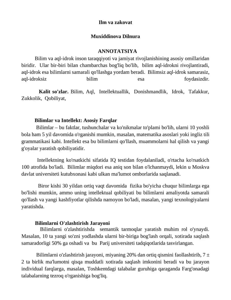 Ilm va zakovat 1