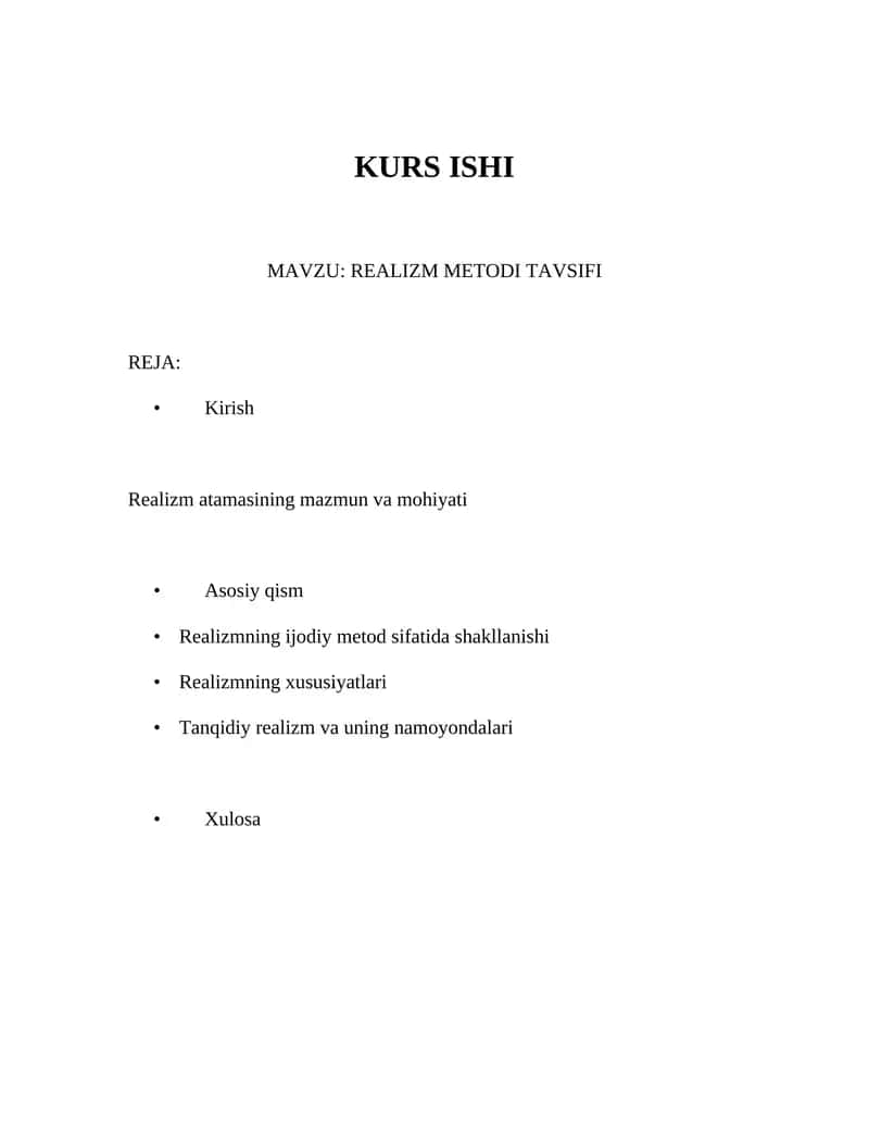REALIZM METODI TAVSIFI 1