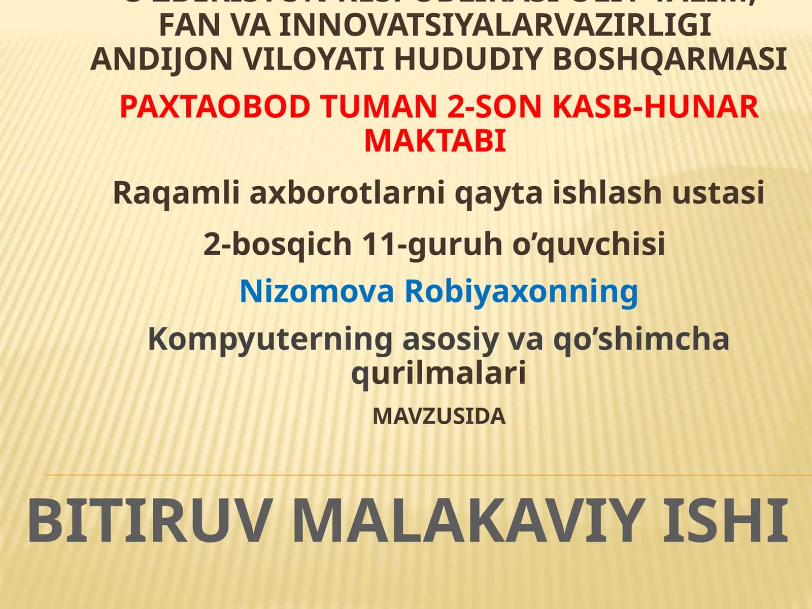 Kompyuterning asosiy va qo'shimcha qurilmalari 1