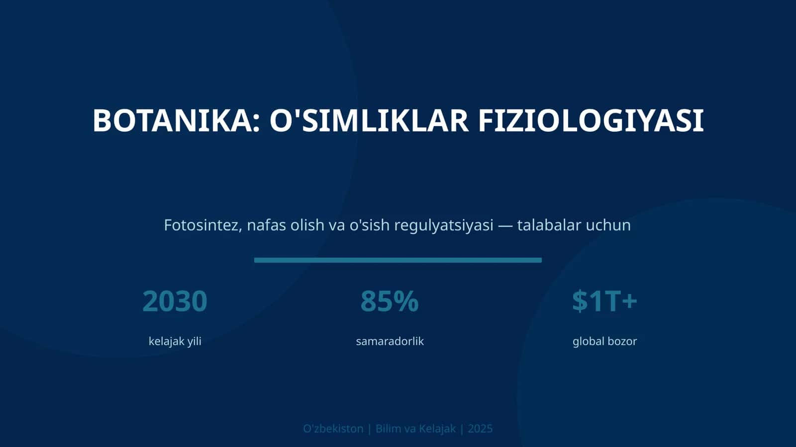 Botanika: O'SIMLIKLAR FIZIOLOGIYASI 1
