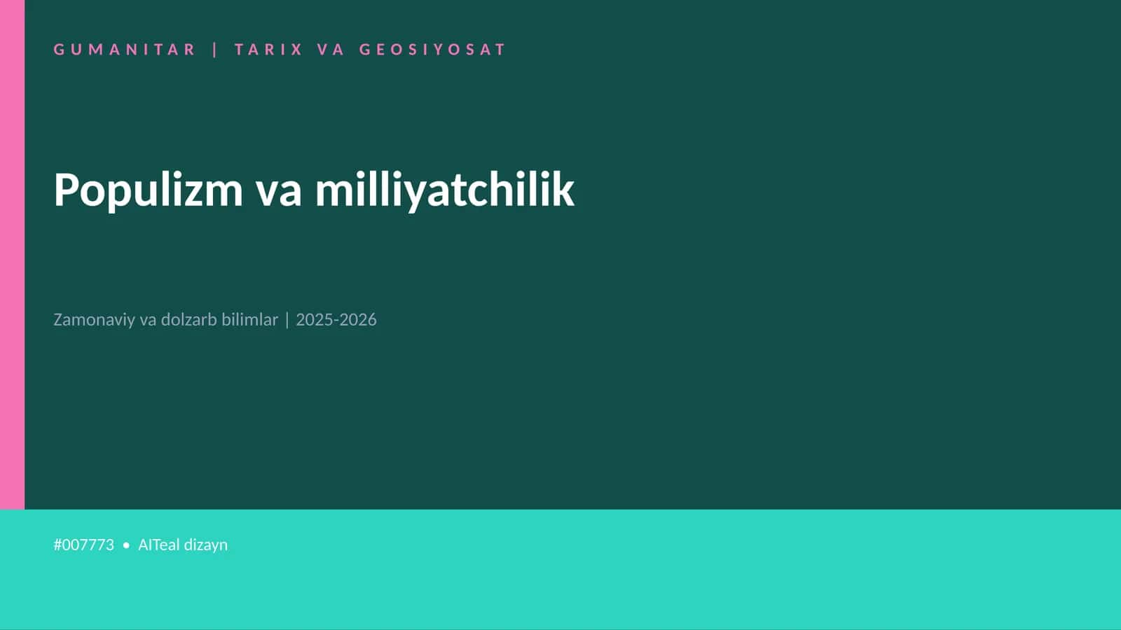 Populizm va milliyatchilik 1