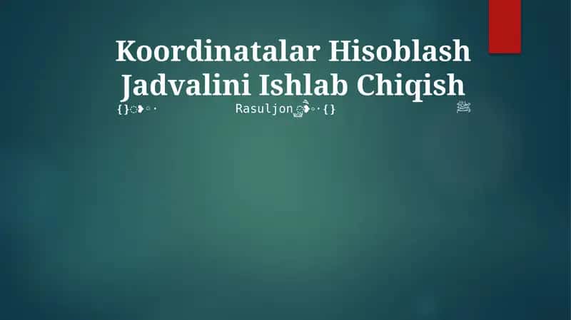 Koordinatalar Hisoblash Jadvali 1