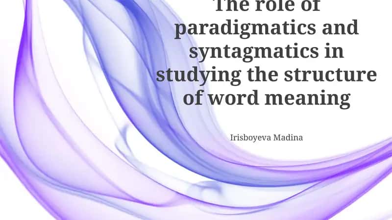 Paradigmatic and Syntagmatic Relations in Word Meaning 1