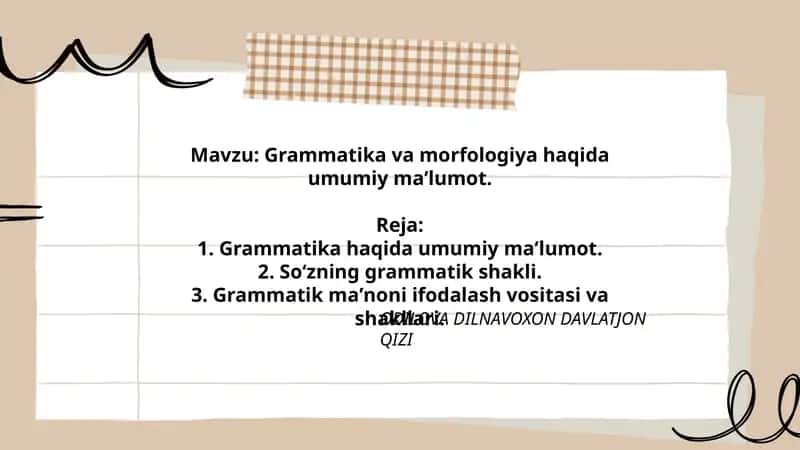 Grammatika va morfologiya haqida umumiy maʼlumot 1