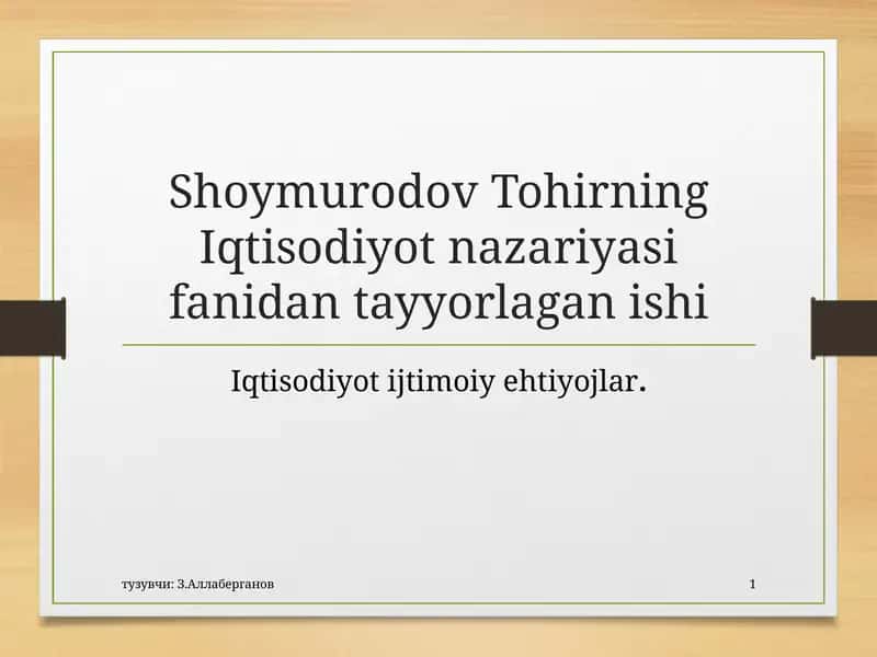 Iqtisodiyotnazariyasifanidantayyorlaganishi 1