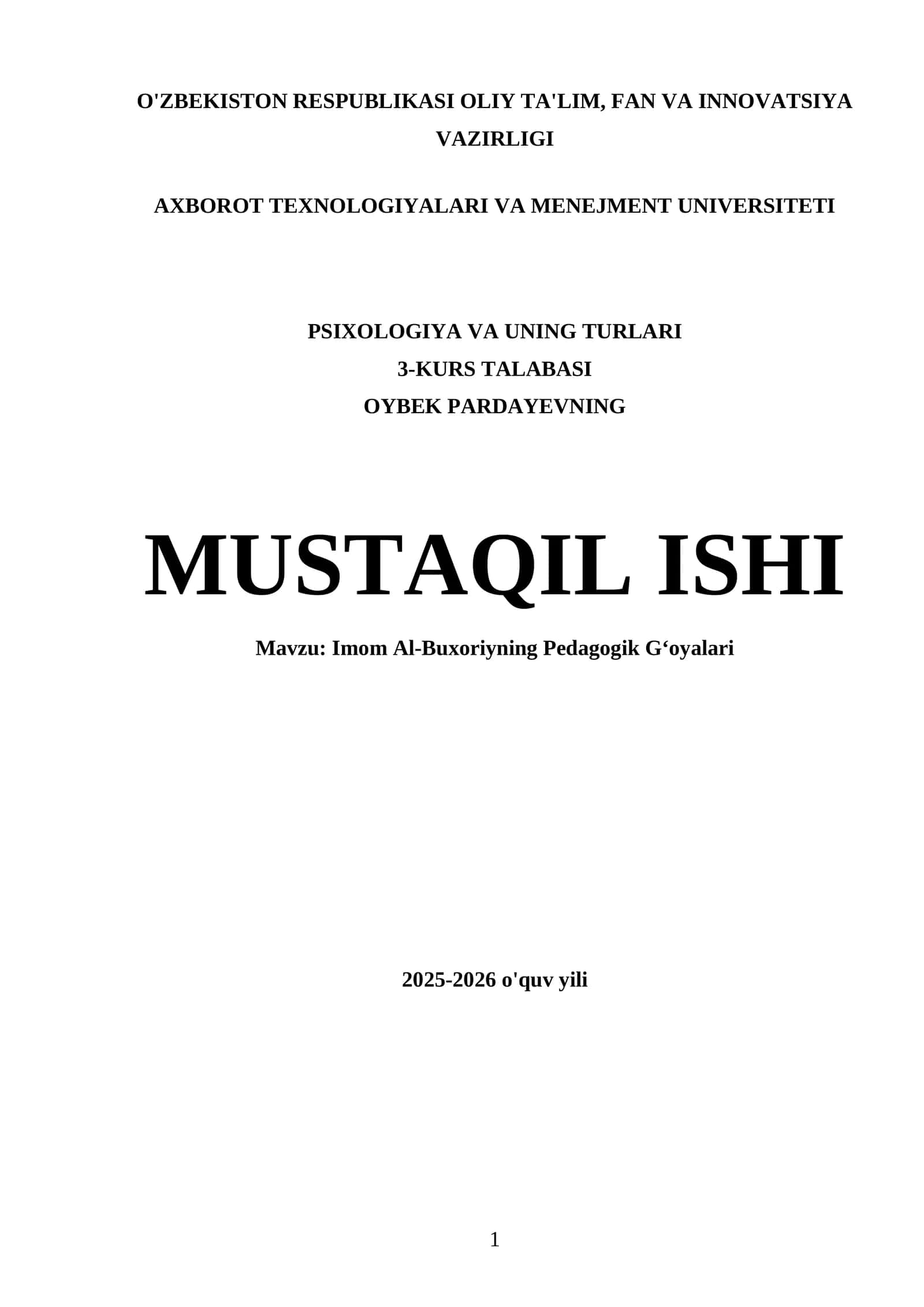 Imom Al-Buxoriyning Pedagogik Gʻoyalari 1