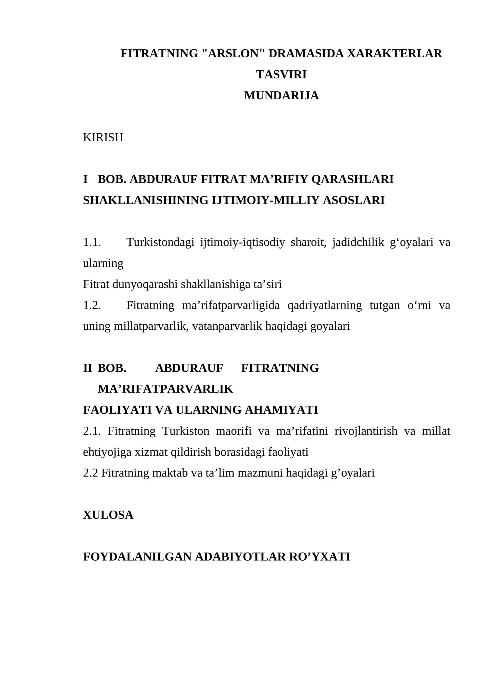 FITRATNING "ARSLON" DRAMASIDA XARAKTERLAR TASVIRI 1