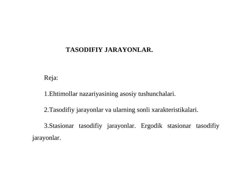 TASODIFIY JARAYONLAR 1
