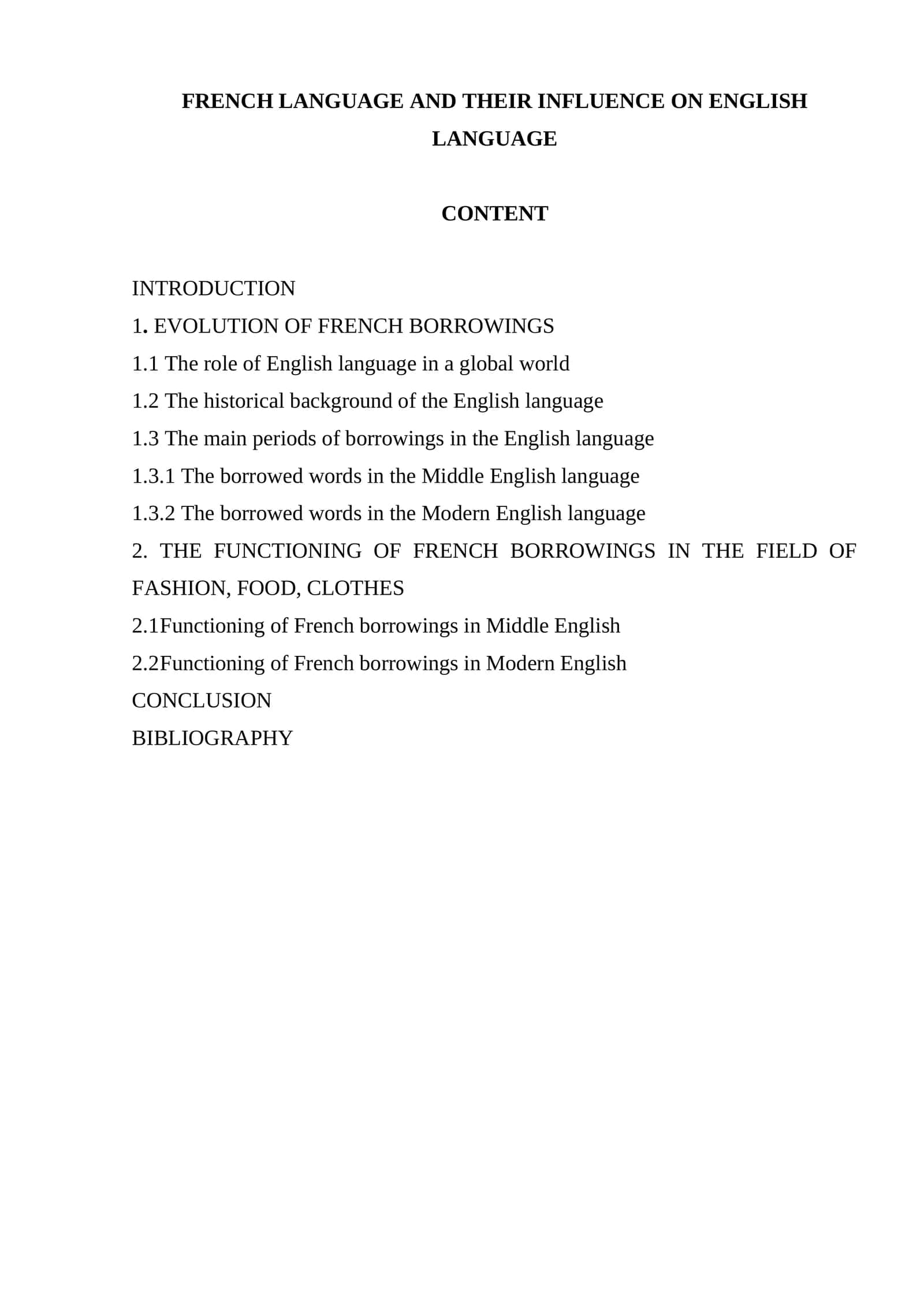 The Influence of French Language on English 1