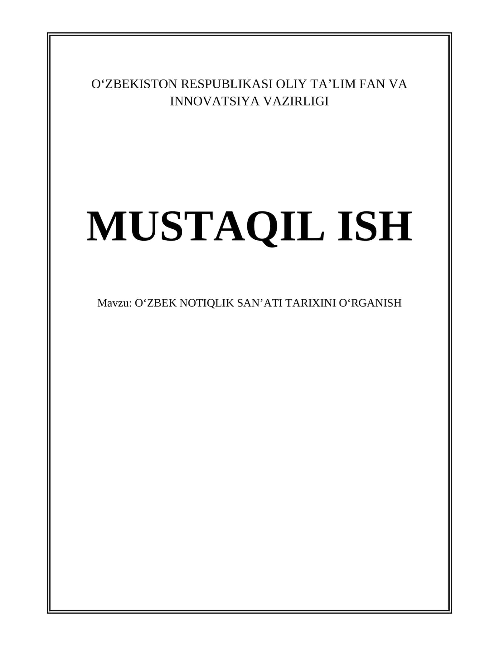 O‘ZBEK NOTIQLIK SAN’ATI TARIXINI O‘RGANISH 1