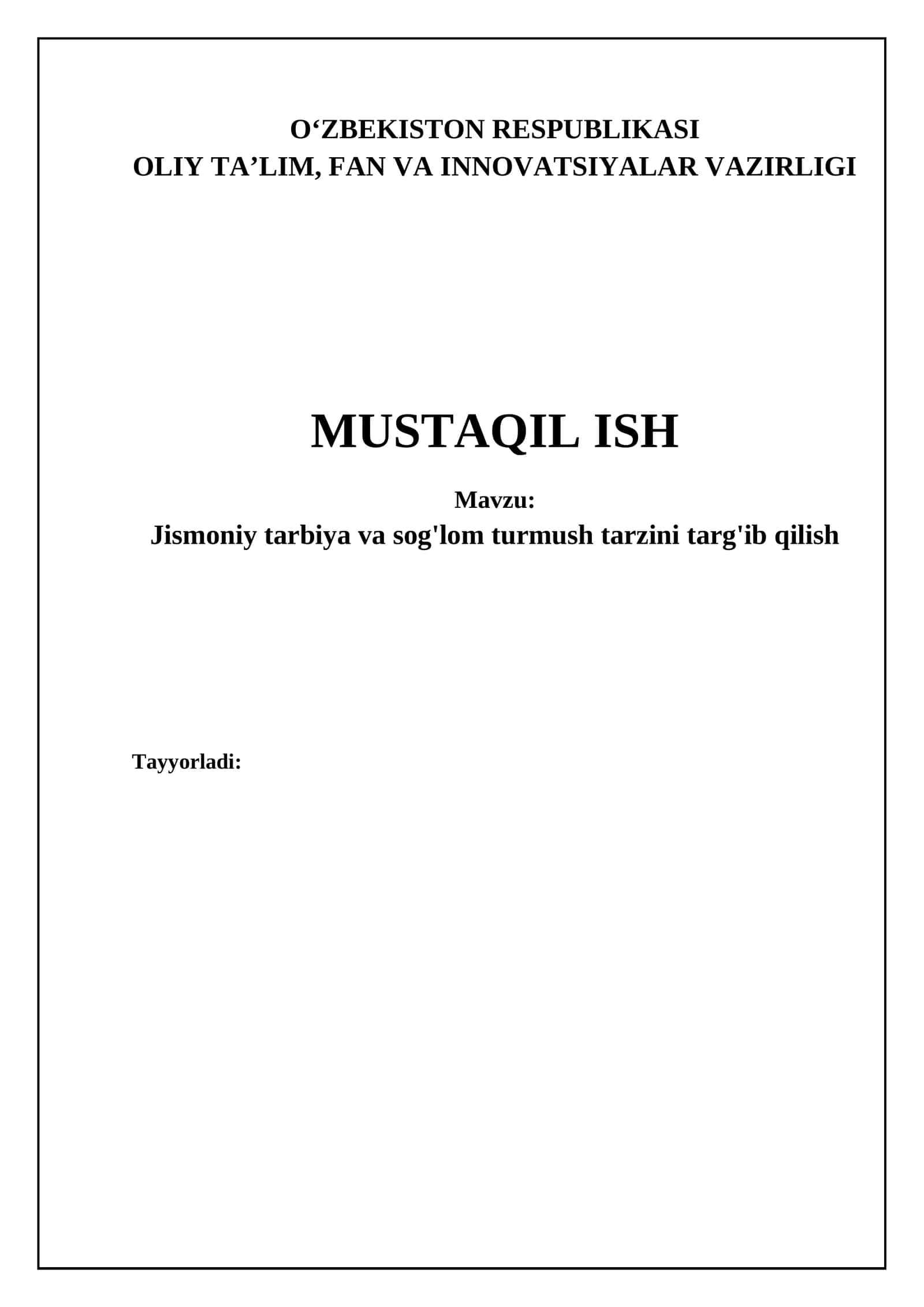 Jismoniy tarbiya va sog'lom turmush tarzining asoslari 1