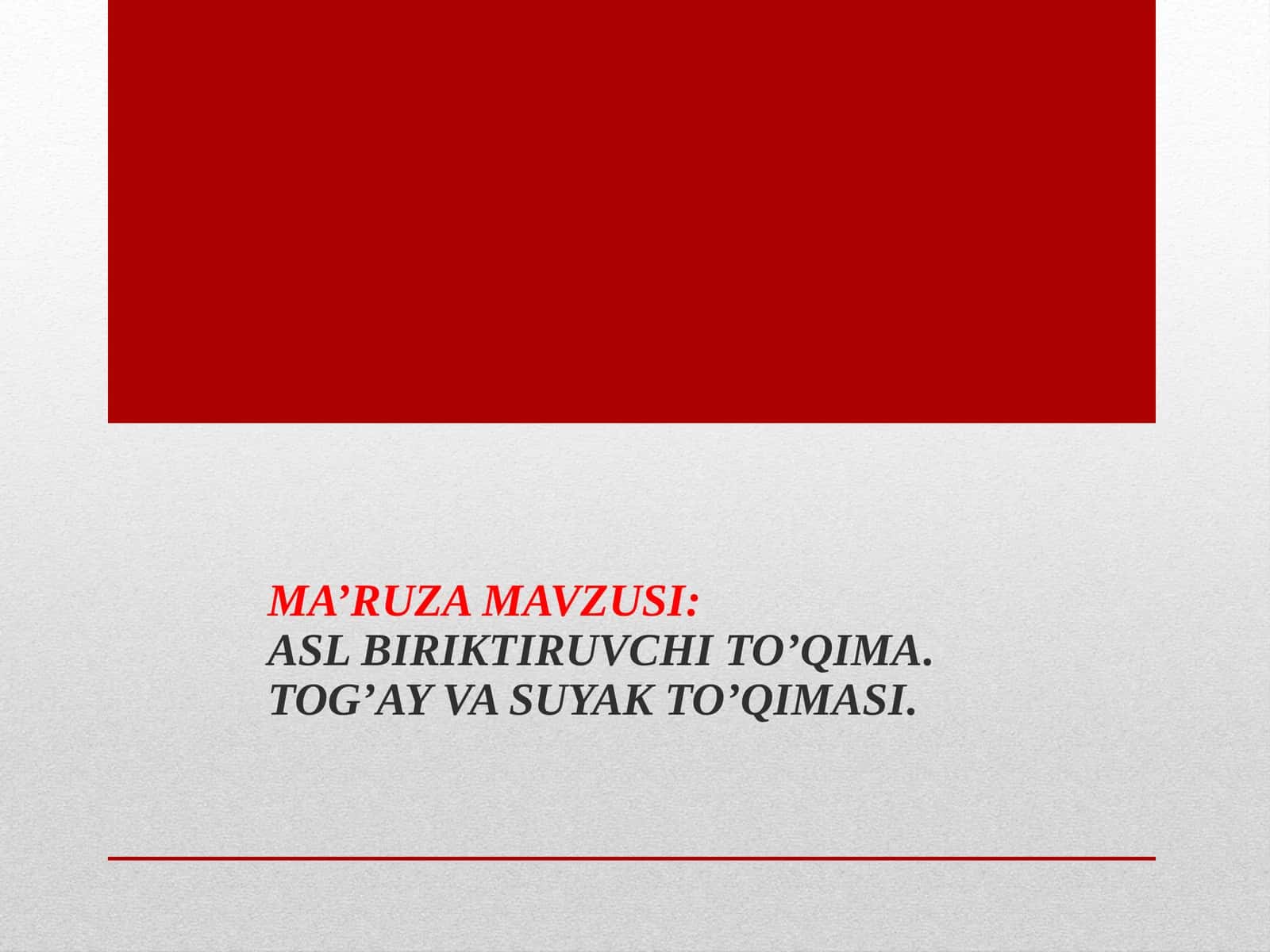 MA’RUZA MAVZUSI:ASL BIRIKTIRUVCHI TO’QIMA.TOG’AY VA SUYAK TO’QIMASI 1