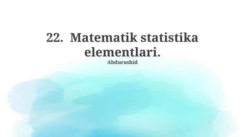Matematik statistika elementlari 1