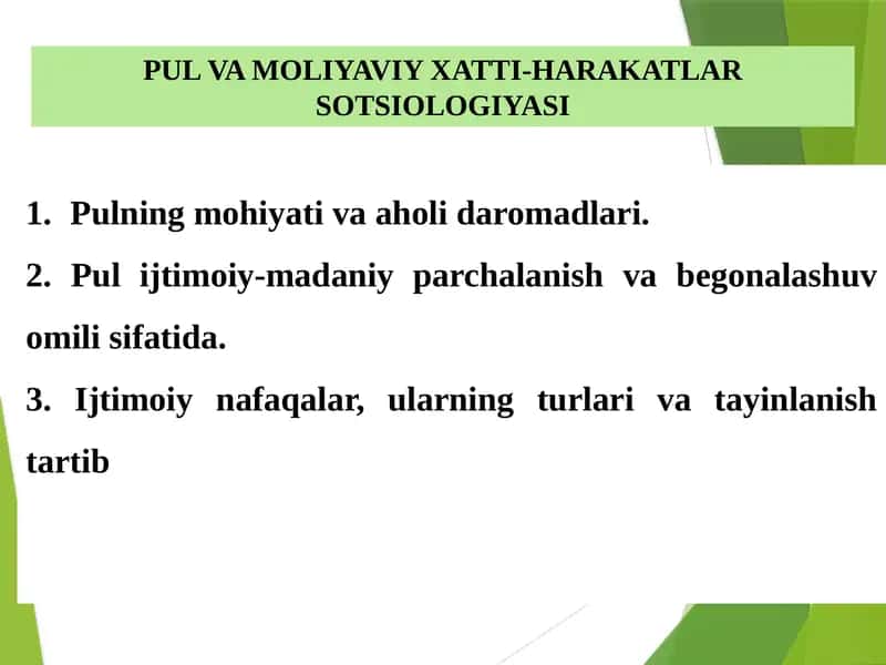 PUL VA MOLIYAVIY XATTI-HARAKATLAR SOTSIOLOGIYASI 1
