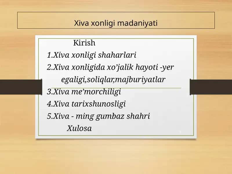 Xiva xonligi madaniyati 1