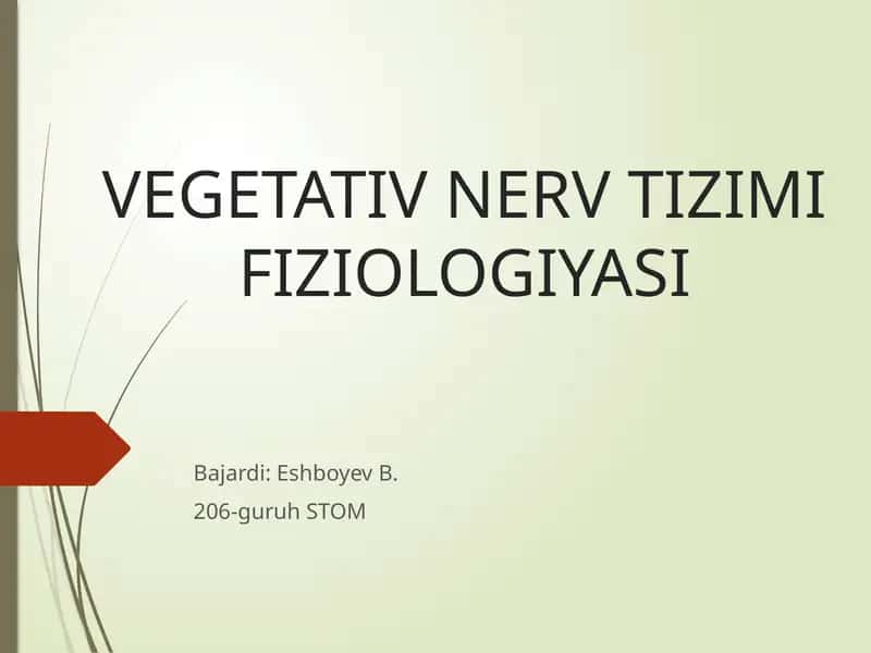 VEGETATIV NERV TIZIMI FIZIOLOGIYASI 1