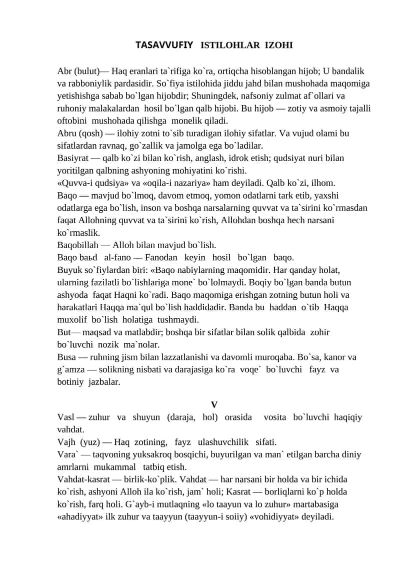 TASAVVUFIY ISTILOHLAR IZOHI 1