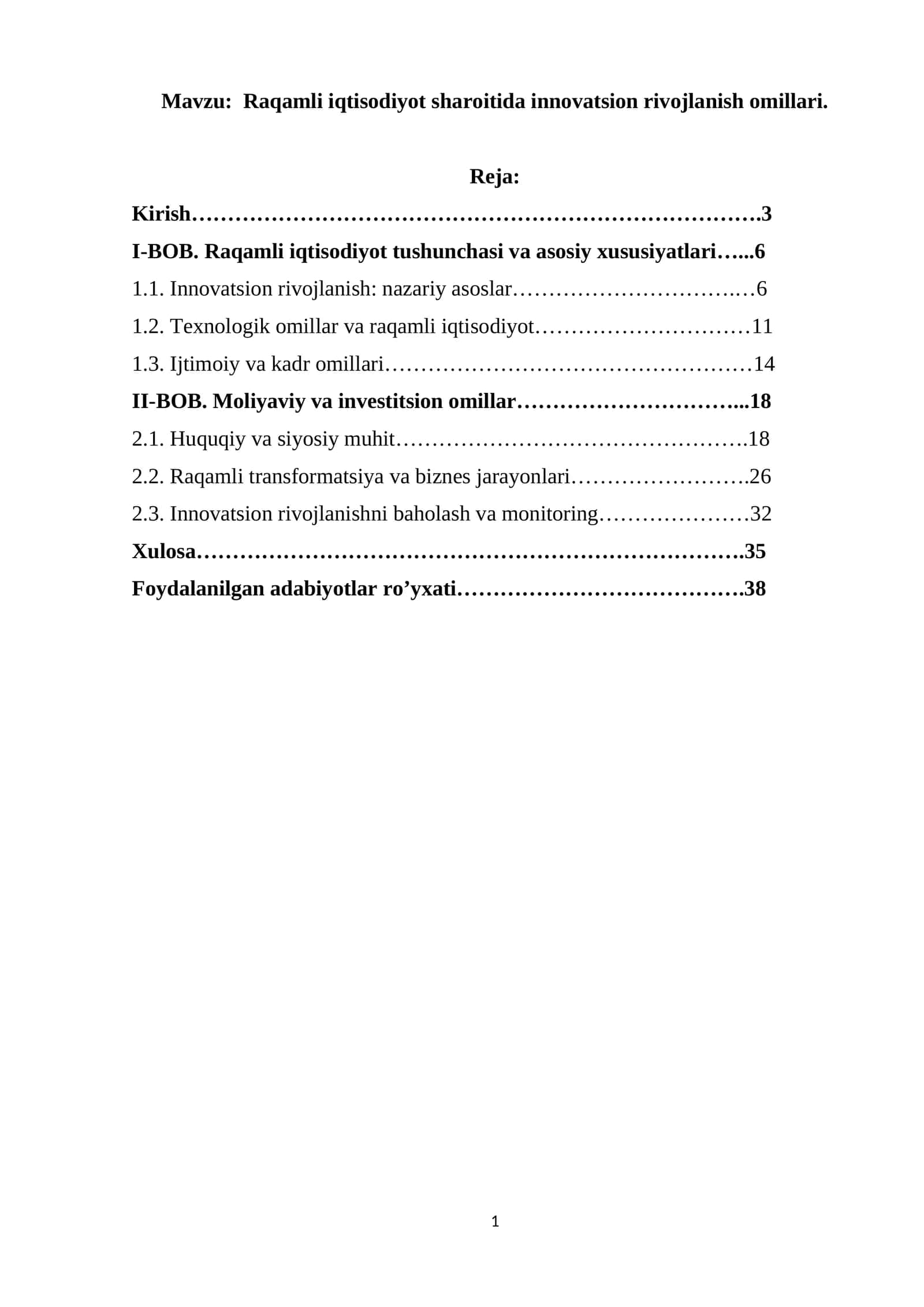Raqamli iqtisodiyot sharoitida innovatsion rivojlanish omillari 1