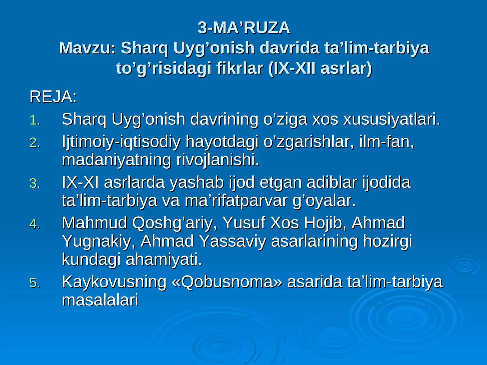 Sharq Uyg'onish davrida ta'lim-tarbiya fikrlari (IX-XII asrlar) 1