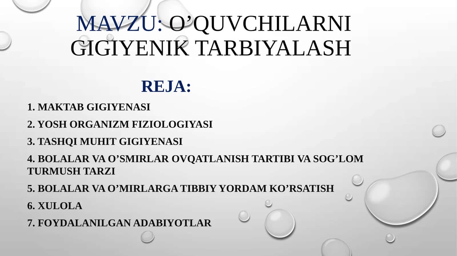 o’quvchilarni gigiyenik tarbiyalash 1
