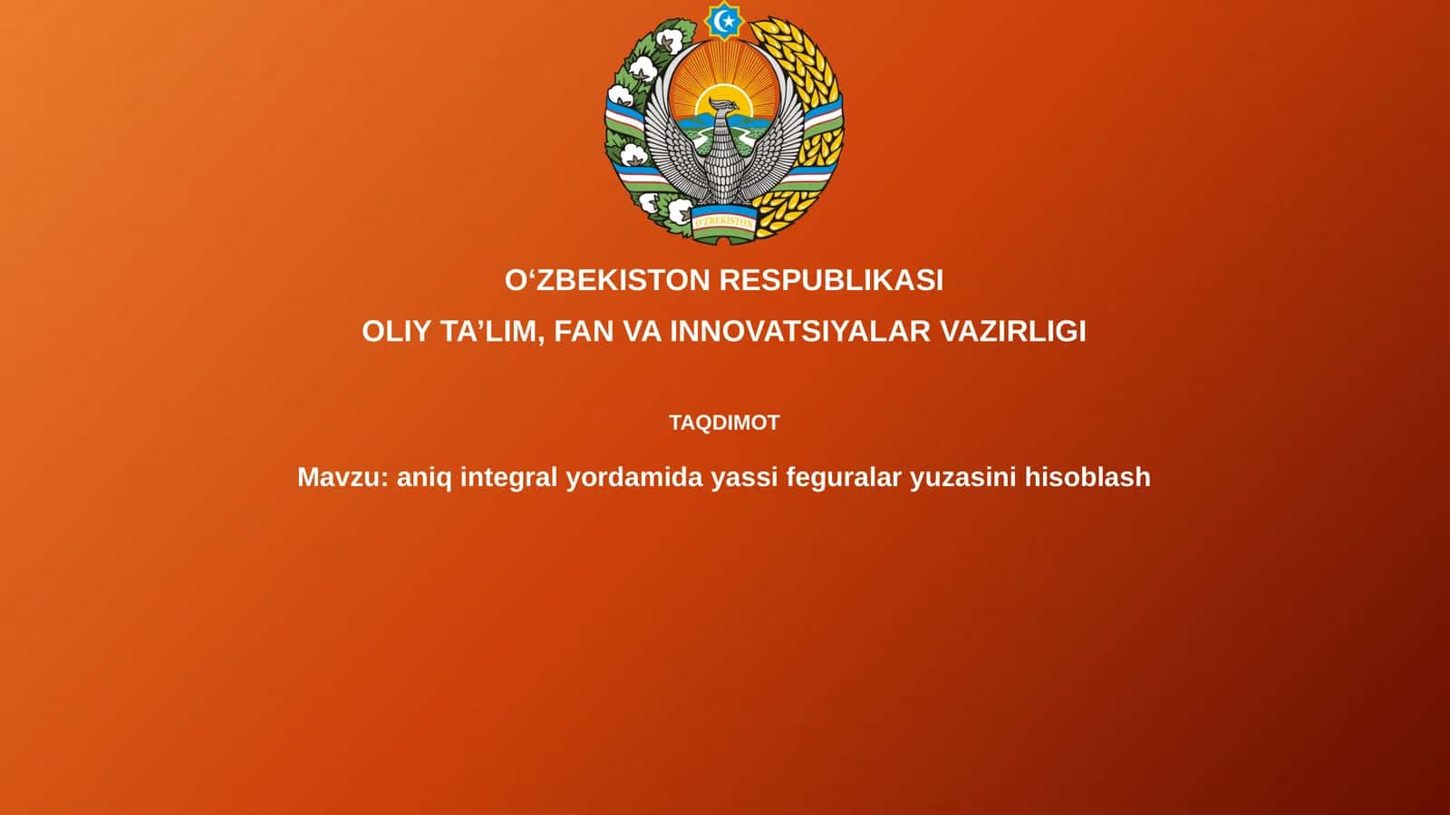 Aniqlangan Integral yordamida Yuzani Hisoblash Asoslari 1
