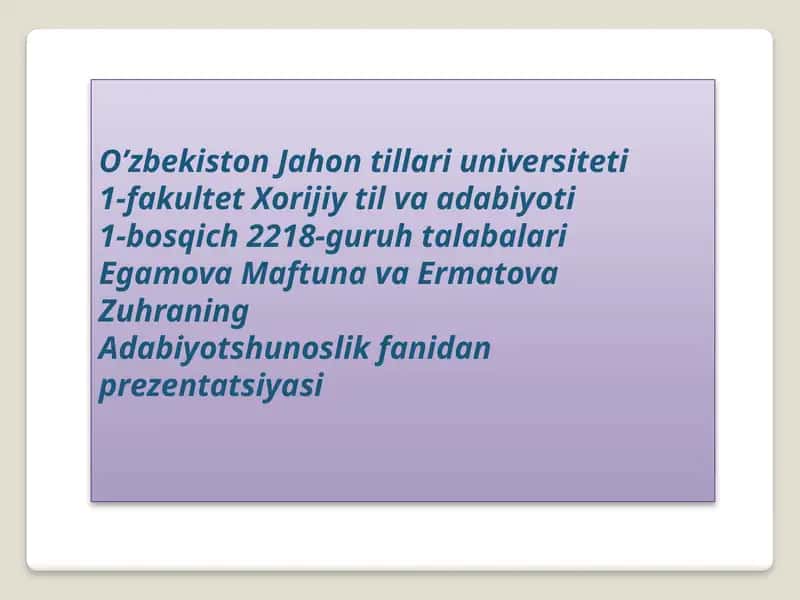 Badiiyasardag’oya va mavzu tahlili 1