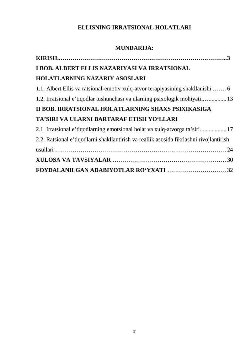 ELLISNING IRRATSIONAL HOLATLARI 1