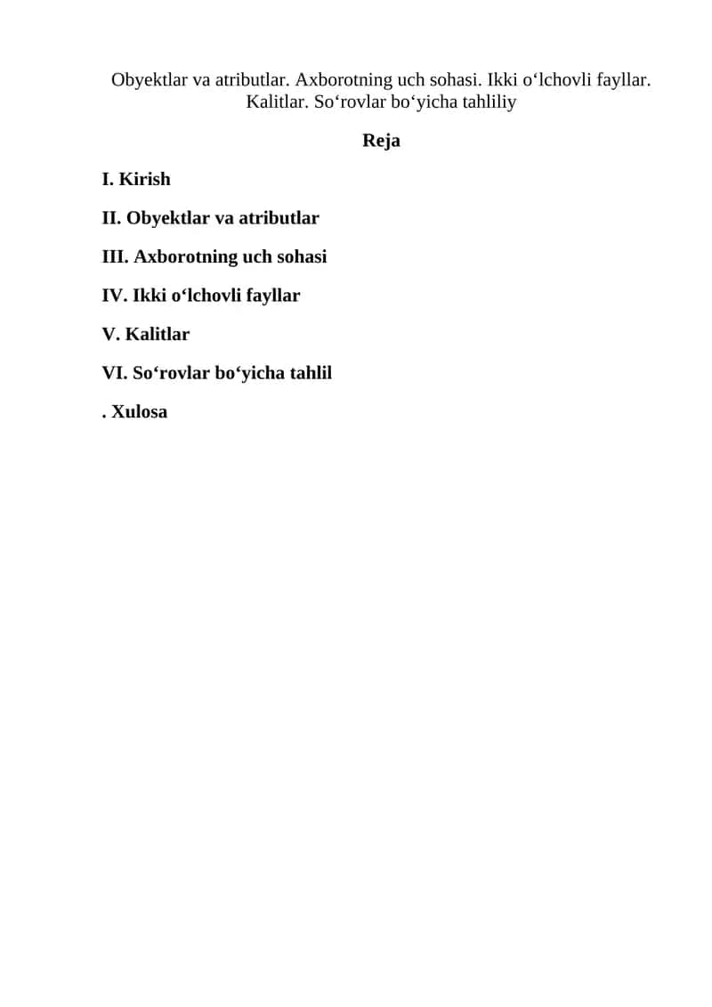 Obyektlar va atributlar 1