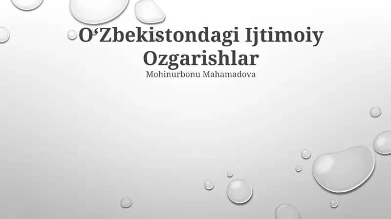 Oʻzbekistondagi Ijtimoiy Ozgarishlar 1