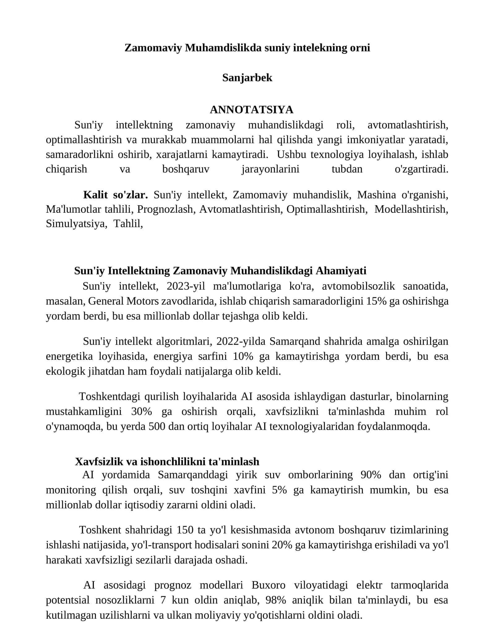 Sun'iy Intellektning Zamonaviy Muhandislikdagi Ahamiyati 1