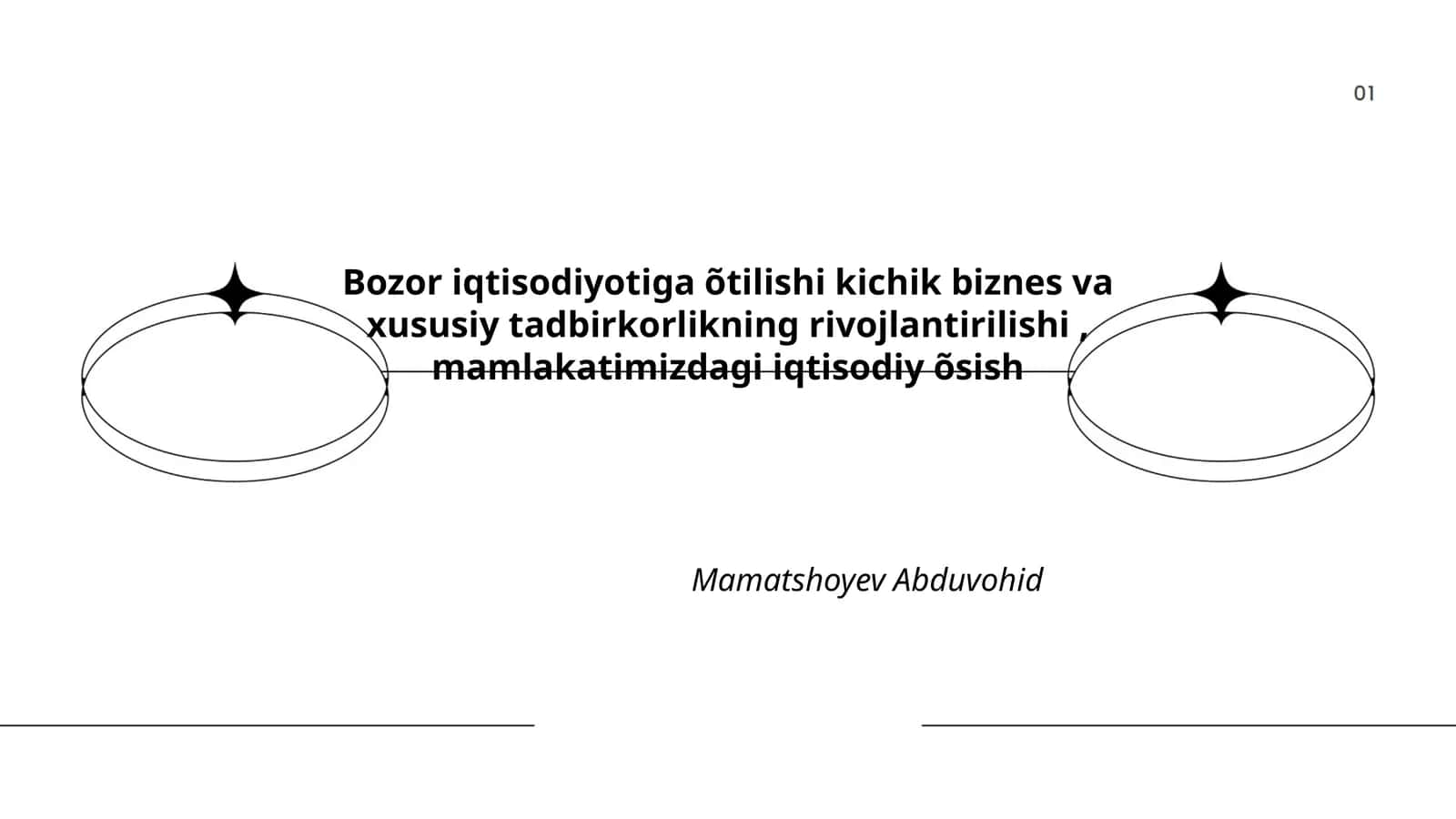 Bozor iqtisodiyotiga õtilishi kichik biznes va xususiy tadbirkorlikning rivojlantirilishi, mamlakatimizdagi iqtisodiy õsish 1